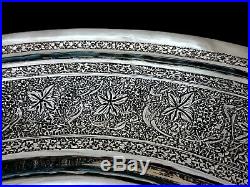 MUSEUM WORTHY Antique Persian Style Middle Eastern Islamic Silver Tray by LAHIJI