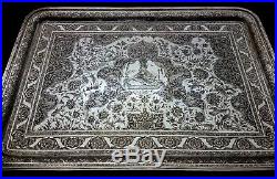 MUSEUM WORTHY Antique Persian Style Middle Eastern Islamic Silver Tray by MARTIN