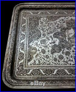 MUSEUM WORTHY Antique Persian Style Middle Eastern Islamic Silver Tray by MARTIN
