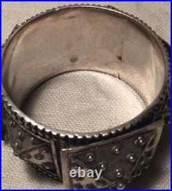 Magnificent Antique Ethnic Middle Eastern Solid Sterling Silver Bangle Bracelet