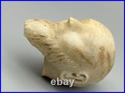 Marble Stone Head Sculpture Of Near eastern Unknown King Antique Ornament