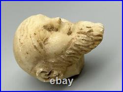 Marble Stone Head Sculpture Of Near eastern Unknown King Antique Ornament