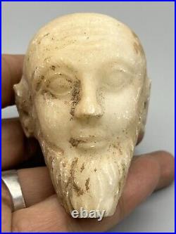 Marble Stone Head Sculpture Of Near eastern Unknown King Antique Ornament