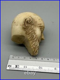 Marble Stone Head Sculpture Of Near eastern Unknown King Antique Ornament