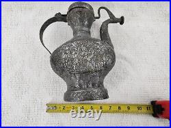 Middle Eastern Antique Copper Metal Teapot Ewer Pitcher Turkish Tatar Engraved