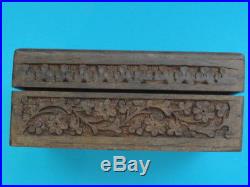 Middle Eastern Carved Wood + Inlay Trinket Box Antique