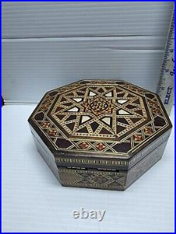 Middle Eastern Handmade Inlaid Box Stash Jewelry Clean Ready To Use #2 Oval