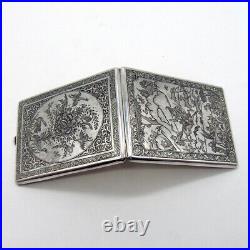 Middle Eastern Ornate Scenic Cigarette Case 84 Standard Silver