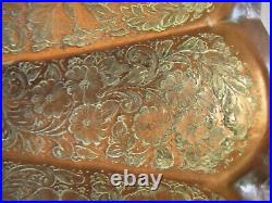 Middle Eastern Persian Islamic Repousse Incised Tinned Copper 13.5 Wall Plaque