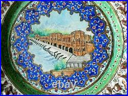 MinaKari Enamel Wall Plate Art Antique 1900's Middle Eastern