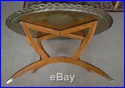Moroccan/Indian Large Brass Topped Tray Table 1950-1970s