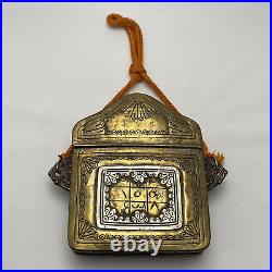 Moroccan Jewish Islamic Amulet Qur'an Case Stone Inlays Mixed Metal