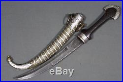 Moroccan koumya dagger with silver plated brass scabbard 19th century