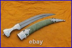 Mughal Islamic Indo-Persian silver damascened Yemeni Arabic jambiya dagger knife