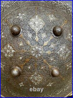 Museum Quality 18th / 19th century Qajar Persian Dhal Shield Koftgari & Silver