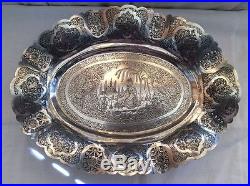 Museum Quality solid silver 84 Persian Islamic tray / bowl hand chased