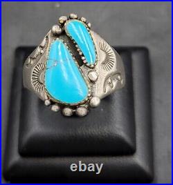 Native American Natural Turquoise Stone Beautiful Handmade Authentic Silver Ring