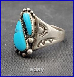 Native American Natural Turquoise Stone Beautiful Handmade Authentic Silver Ring