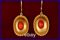 Near Eastern Custome Design Real Gold Earrings AAAAA Coral Gemstone