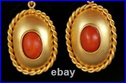 Near Eastern Custome Design Real Gold Earrings AAAAA Coral Gemstone