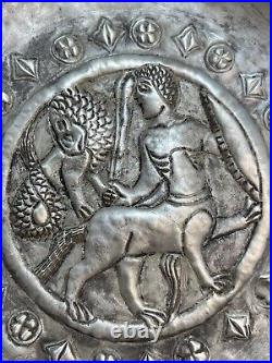 Near Eastern Silver Dish Stunning centaur Figure With Lion