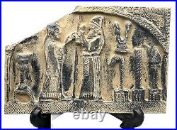 Near eastern Stone relief, historical Scene King With Official Tile Ornament