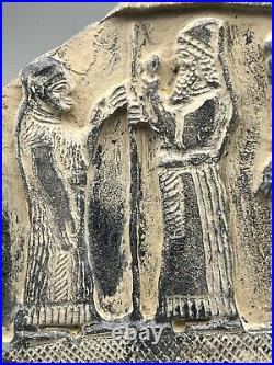 Near eastern Stone relief, historical Scene King With Official Tile Ornament