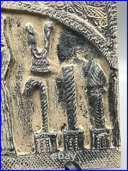 Near eastern Stone relief, historical Scene King With Official Tile Ornament