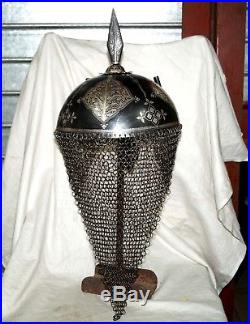 Nice indo Persian iron silver koftgari decorative helmet not sword