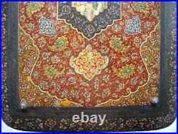 OLD PERSIAN MICRO MOSAIC LACQUER PHOTO ALBUM PAINTED PANELS SILVER Islamic Art