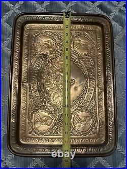 ONE OF A KIND Antique Armenian Engraved Brass Tray (Early 20th Century)