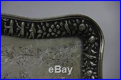 One Of A Kind Fine Antique Persian Islamic Qajar Period Solid Silver Tray 970g