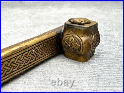 Old Antique Bronze Portable Ink Well Turkish Persian Arabic Merchant Scribe Box