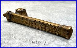 Old Antique Bronze Portable Ink Well Turkish Persian Arabic Merchant Scribe Box