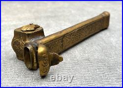 Old Antique Bronze Portable Ink Well Turkish Persian Arabic Merchant Scribe Box