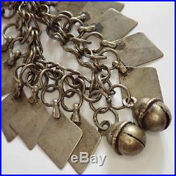 Old Antique Ethnographic Bedouin 800 Sterling Bells Coin Monisto Necklace Beads