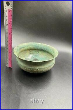Old Antique Ghaznavid Dynasty Bronze Vessel Bowl Cup Engraved Beautifully