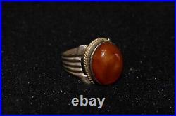 Old Antique Middle Eastern Solid Silver Ring with Carnelian Hakik Bezel