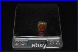 Old Antique Middle Eastern Solid Silver Ring with Carnelian Hakik Bezel