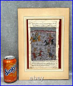 Old Antique Persian Islamic Middle Eastern Painting 4 Medieval Horsemen Fighters