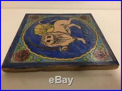 Old Islamic Middle Eastern Pottery Tile Hand Painted