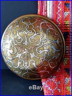 Old Middle Eastern Damascus Ware Silver Inlaid Bowl beautiful ornate