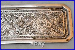 Old Middle Eastern Hand Crafted 84 Silver Narrow Tea Tray