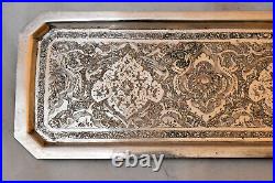 Old Middle Eastern Hand Crafted 84 Silver Narrow Tea Tray