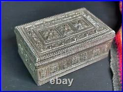 Old Middle Eastern Silver Box with Design on Both Sides. Beautiful collection an