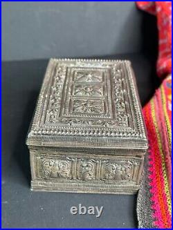 Old Middle Eastern Silver Box with Design on Both Sides. Beautiful collection an