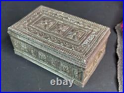 Old Middle Eastern Silver Box with Design on Both Sides. Beautiful collection an