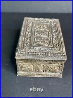 Old Middle Eastern Silver Box with Design on Both Sides. Beautiful collection an