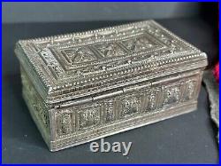 Old Middle Eastern Silver Box with Design on Both Sides. Beautiful collection an