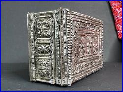 Old Middle Eastern Silver Box with Design on Both Sides. Beautiful collection an